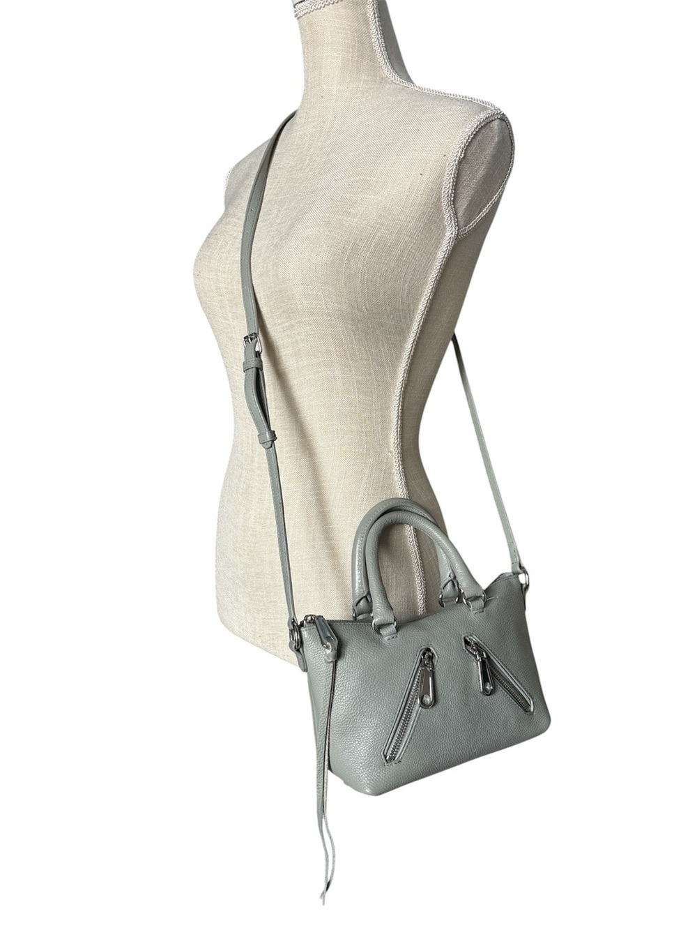 Rebecca Minkoff Micro Moto Leather Satchel in Dove Grey EUC - Picture 2 of 6